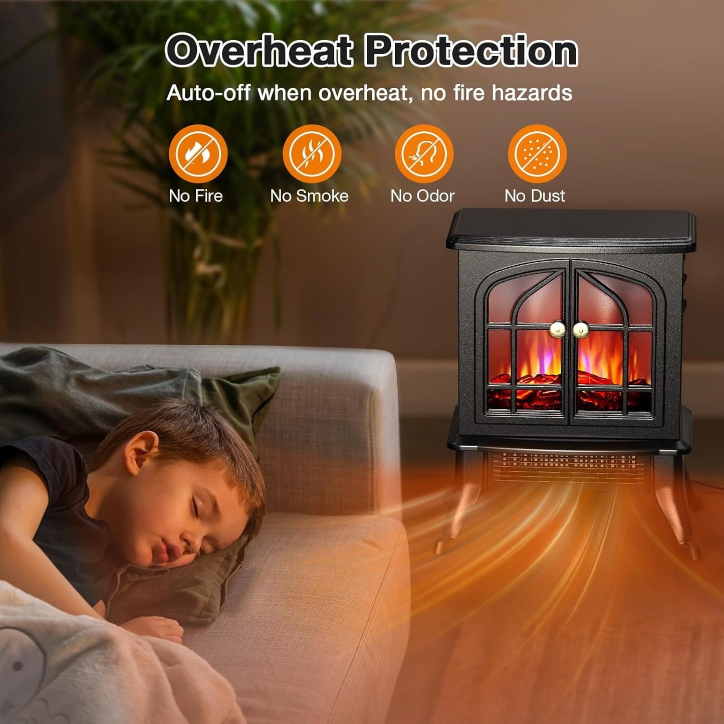 DOMLYM 1500W/750W Electric Fireplace Heater