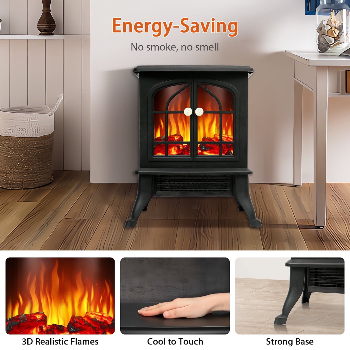 DOMLYM 1500W/750W Electric Fireplace Heater